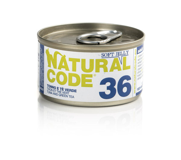 Natural Code 36 Tonno e Tè Verde Umido Gatto 85 Gr Natural Code 36 Tonno e Tè Verde Umido Gatto 85 Gr